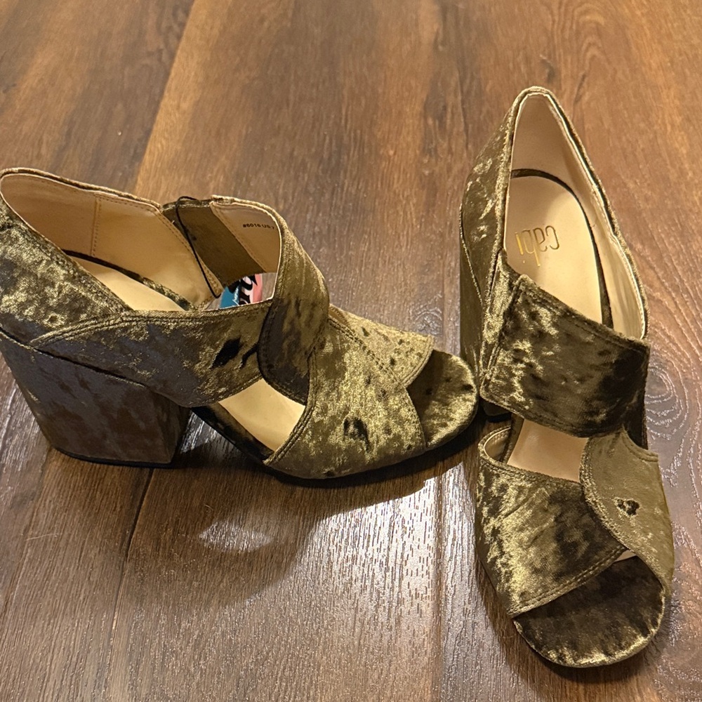 CAbi Olive Velvet Heels